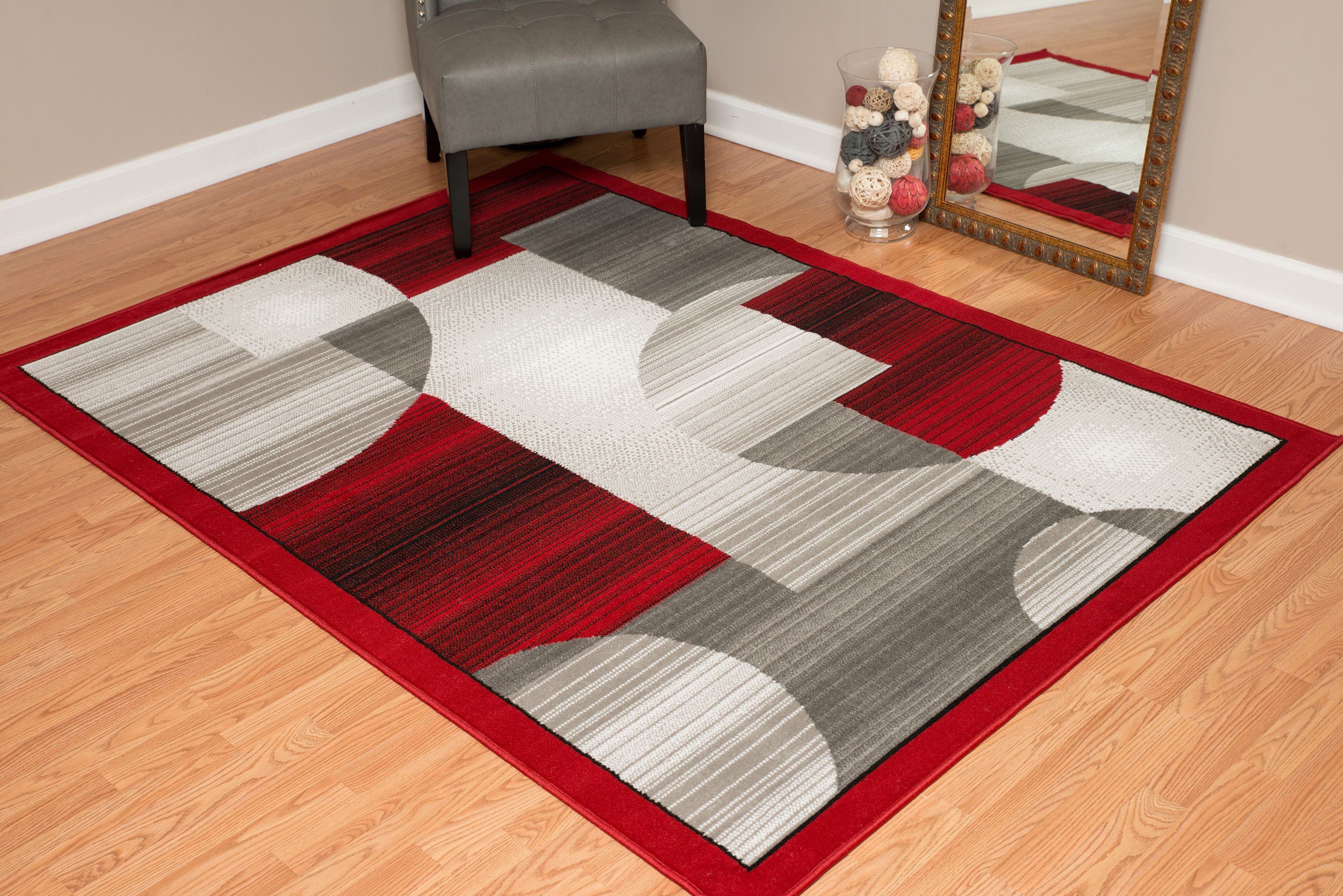 Designer Home Soft Transitional Indoor Modern Area Rug Circles Blocks